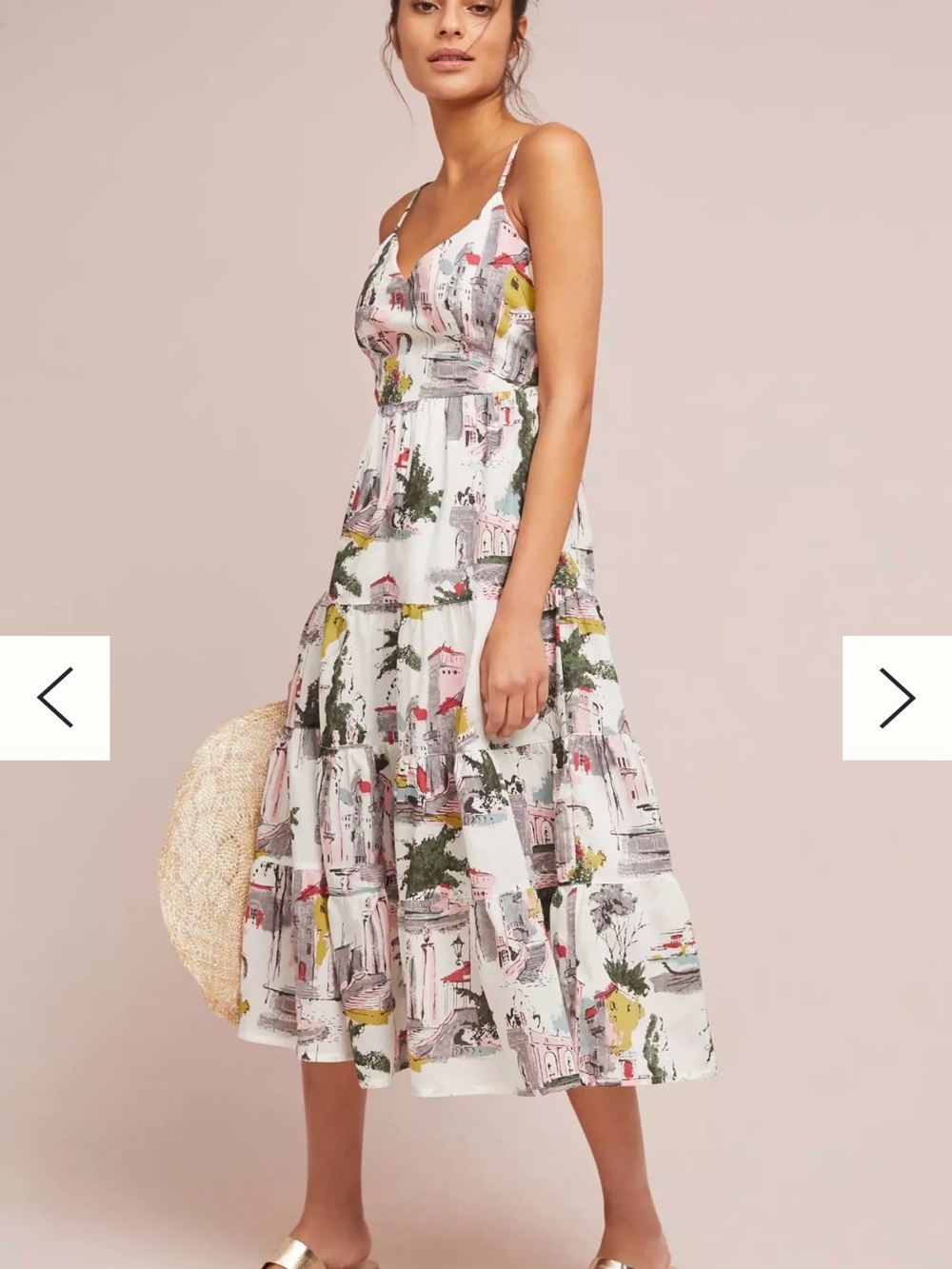Lazybones Anthropologie Cityscape
Cotton Tiered Midi Dress Size XSP